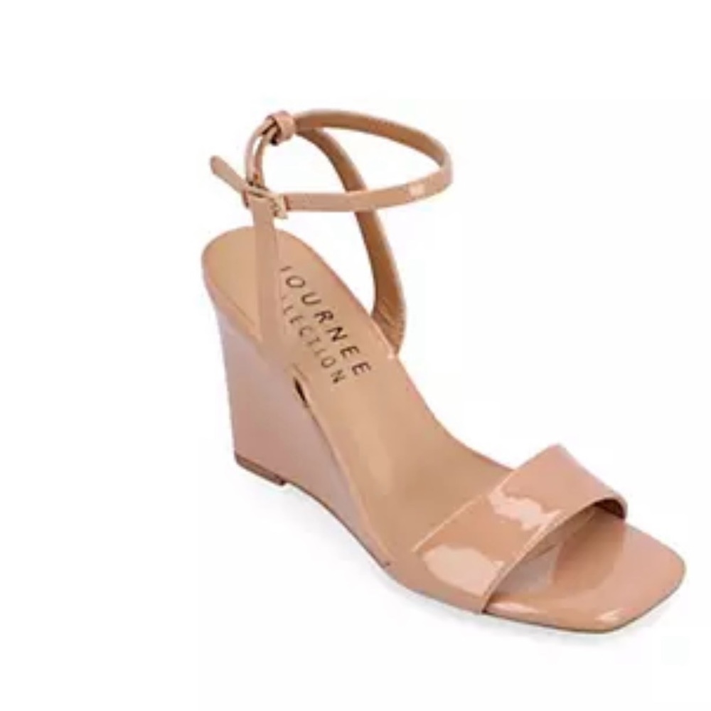 #B9. Journee Collection Nude Wedge Sandals